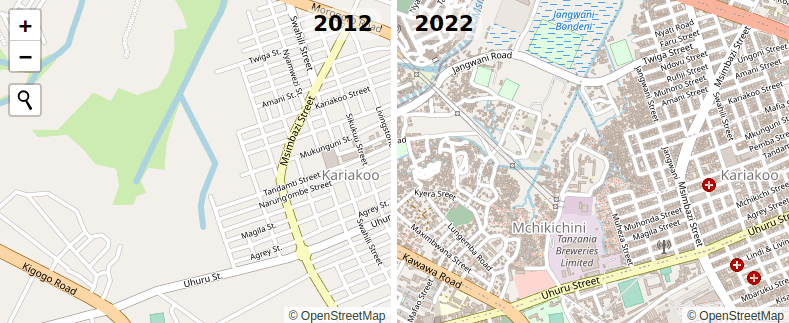 Dar es-Salaam in 2012 and 2022